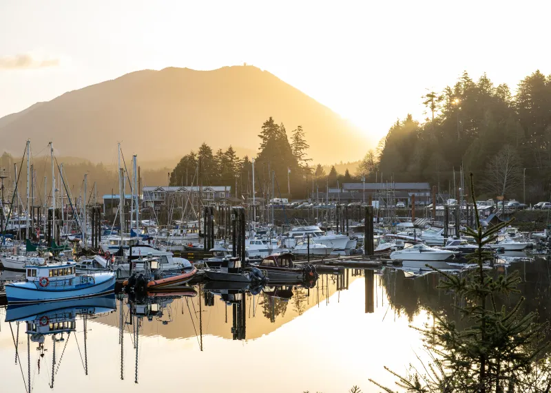 Photograph of marina in Ucluelet near development site subject to tsunami hazard